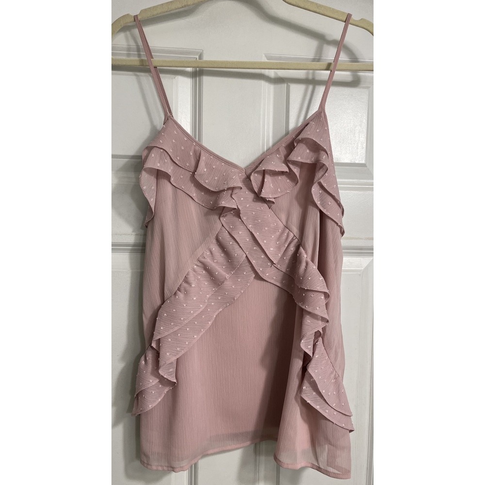 Vtg Y2K Babydoll Tank Top Large Coquette Romantic Ruffles Candies Pink Dainty